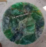 Fluorite Stone Coffee Table Slab, Corner End Table Top, Round Fluorite Table Top
