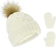 [Rising Star] Baby Hats Newborn - Toddler Winter Baby Hat and Mitten Set Boy and Girls Baby Winter Hat Fleece Lined 0-6, 6-12, 12-24 Months