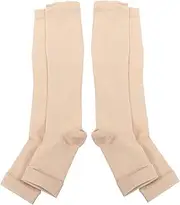 2 Pairs Circulation Footless Compression Socks Calf Stockings Toeless Socks Calf Compression Socks Calf Support Sleeves Leg Compression Women's Girl Nylon Silk Compression Sleeve
