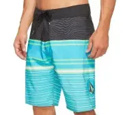 NEW VOLCOM board shorts sz 32 LIDO Liney mod blue green black stripe