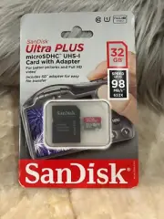 32GB SanDisc Ultra Plus MicroSDHC UHS-I Memory Card With Adapter