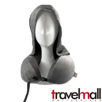 在飛比找momo購物網優惠-【Travelmall】舒適記憶旅行連帽頸枕(灰)