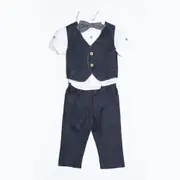 Dolce Bambini - Baby Boy 4 Piece Navy Linen Suit