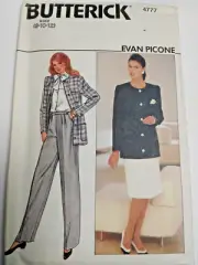 Jacket Skirt Pants 8 10 12 Butterick 4777 Sewing Pattern UC VTG 80s Work Picone