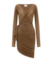 wrap dress in stretch jersey FR38 hazelnut color