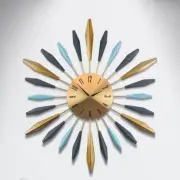 Unbranded Wall Clock Gold Large MidCentury Metal Round Analog Quartz ModernGlass