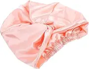 TOBBOMEY Elastic Silk Hair Bonnet for Sleeping Double Imitation Silk Shower Cap for Curly Hair Comfortable Night Hat While Sleeping Washing Face
