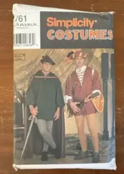Simplicity 7761 Costume Sewing Pattern Medieval Renaissance XS-XL Robin Hood