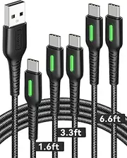 [INIU] USB C Cable, [5 Pack 3.1A] QC 3.0 Fast Charging USB Type C Cable, (3.3+3.3+6+6+1.6ft) Nylon Braided Phone Charger USB-C Cord for iPhone 16 15 Samsung Galaxy S21 S20 S10 Plus Note 10 LG Google