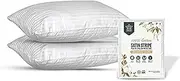 BAANI BEDDING Zipped Pillow Protectors Pack of 2 - 100% Cotton Satin Stripped Pillow Cases - Breathable, Hypoallergenic & Dust Mite Protection, Premium Quality UK Standard Size 48x74 CM (Pack of 2)
