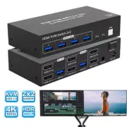 HDMI KVM Switch Dual Monitor 2X2 HDMI 2.0 USB 3.0 KVM Switch Extended Display