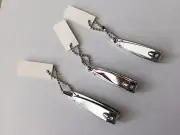 New 3pc 2 1/4" Mini Finger Nail Clipper Cutter Curved Edge w/Mini File Key Chain