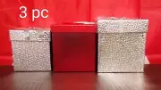 Embossed Foil Square Gift Boxes  with Ribboned Lids