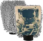 XYMZR Astronaut St Patricks Day Absorbent Microfiber Car Wash Mitt, Funny Cute Anime Scratch Free for Cars Cleaning, Home Cleaning Mitts, 2 Pack, 10.24” L x 7.09” W