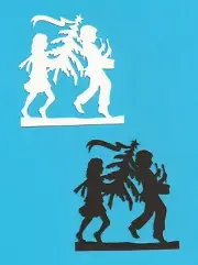 Christmas Tree Die Cuts, Boy &Girl, Silhouettes-2 Pcs-4" ANY COLOR-Scrapbooking