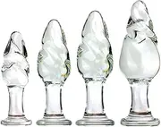 LYGHDBN BDSM Spiral Glass Plug Anal Ball 4 Size Glass Anal Butt Plug Crystal Anal Beads Anus Dilator G-Spot Vagina Anal Massage For Women Men Sex Toys(C)