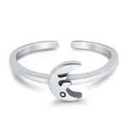 6mm Crescent Moon Band 925 Sterling Silver Toe Ring Thin Adjustable Toe Ring