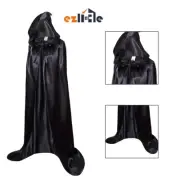 Black Hooded Adult Cape Robe Cloak Vampire Book Week Cosplay Costume Party S-XXL
