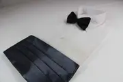 Mens Gunmetal Cummerbund & Black Bow Tie Set