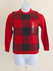 Weatherproof Vintage Women's Red Black Check Crew Neck Sweater Size XS Pullover