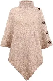[TBSCWYF] Women's Fine Knit Merino Wool Throw Cape Women Knitted Cardigan Shawl Knitted Poncho - Women's Knitted Poncho with Collar Poncho Knitted Sweatshirt Pullover
