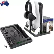 PS5 DE/UHD Host Console Stand + Cooling Fan PS5 Controller Charging Dock Station
