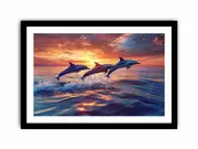 Flying Dolphins Canvas Painitng Print