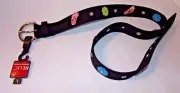 Canvas Black 1.5" RELIC Belt Sz Large Flip Flops Flowers Silver Buckle Grommets