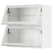 METOD wall cab horizontal w 2 glass doors, white/Hejsta white clear glass, 80x80 cm