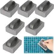 6 Pcs Hand Held Pools Pumice Stone Pool Cleaning Block with Handle Swimming Pumice Pool Tile Stone for Pools Spa Tile Swimming Pools Spa Tile Grout Concrete Cleaning