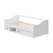 Oikiture Kids Wooden Bed Frame Trundle Daybed with Storage