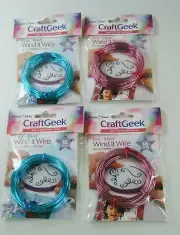 Purple Cows CraftGeek Wind It Wire Pink & Aqua Blue 9' 16 gauge Lot=4 7101 - 2