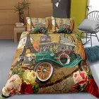 Floral Eiffel Tower Car Single/Double/Queen/King Bed Quilt Doona Duvet Cover Set