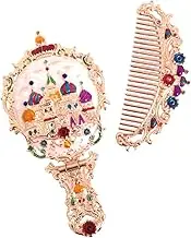 LOLIPPYY 1 Set Foldable Handheld Makeup Mirror with Comb Retro Rose Gold Cosmetic Mirror Women High Definition Surface Portable for Travel and Outdoor Use