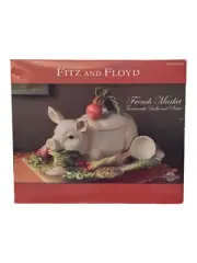 Vintage Fitz And Floyd Vintage “French Market” Pig Soup Tureen & Ladle