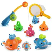 Dwi Dowellin Bath Toys Fishing Games Swimming Whales Bath Time Bathtub Toy fo...