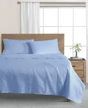 Wellbeing Oxywash Solid 300 Thread Count Sheet Set, King Bedding, Blue