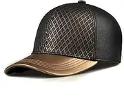 [HAMKVBPR] Men's Leather Hat Unisex Hip Hop Leather Baseball Cap Hat Mesh Mesh Street Visor Hat Autumn and Winter(Medium)