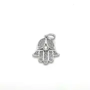 14K White Gold 1.60 G .08 CT Hamsa Diamond Pendant