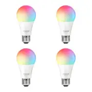 SYLVANIA Wifi LED Smart Light Bulb, A19, 60W, RGBTW, Alexa & Google Home, 4 Pk