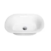 610*440*210mm Gloss White Ceramic Oval Semi Recessed Basins