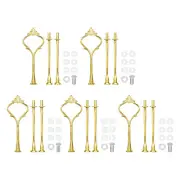 5 Set Cake Tray Stand Handle Plate Hardware Fitting, 3-Tiers Mini Crown Gold