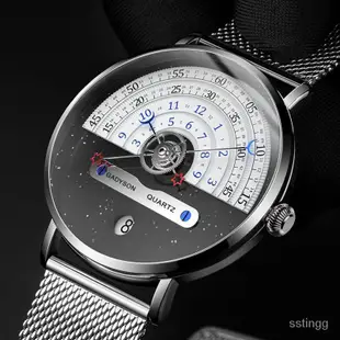 365超惠🚚正品高級男錶星空點綴個性轉盤日月星辰齒輪錶針學生多功能手錶