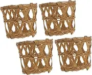 PHENOFICE 4Pcs Straw Woven Cup Sleeves Natural Glassware Covers for Mug Protection Decorative Drink Holder for Bottles Insulated Tumblers and Vases Non Slip Design