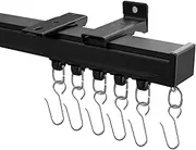 Ceiling Curtain Track, Curtain Track Ceiling Mount, Room Divider Curtain Rod or Wall with Rolling Hooks, Ceiling Shower Curtain Tracks Perfect for Privacy in Open Rooms (3-6ft, Black)