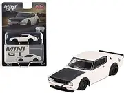 Skyline Kenmeri Liberty Walk RHD (Right Hand Drive) White with Matt Black Hood Limited Edition to 9600 Pieces Worldwide 1/64 Diecast Model Car by Mini GT MGT00702