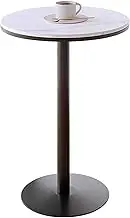 Round Side Table, Heigh Pub Table Sturdy Base Bistro Table Nightstand Coffee End Table for Living Room, Bedroom, Small Spaces, Marble Top Breakfast Bar Kitchen Table(Height 95cm/3.1ft)