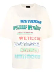 [We11done] 象牙色多徽標 T 卹