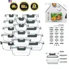 Food Storage Containers Set 30 Pieces Glass Airtight Lids Microwave Oven Dish...