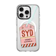 iPhone 16 Pro Clear Case MagSafe Compatible Sydney Travel Tag